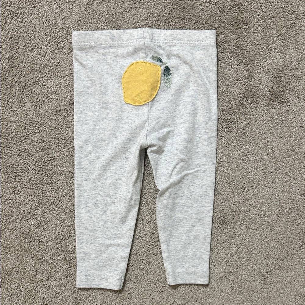 Carter's Light Gray Leggings with Lemon Accent